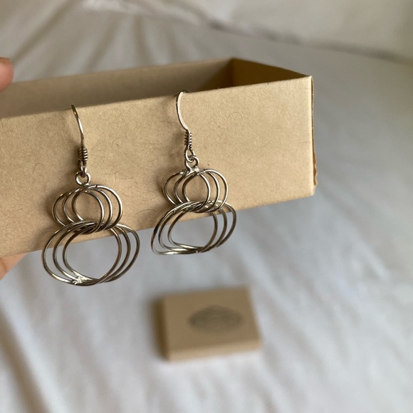 New Sterling Silver Swirly Concentric Earrings (marked 925) - Picture 3 of 3